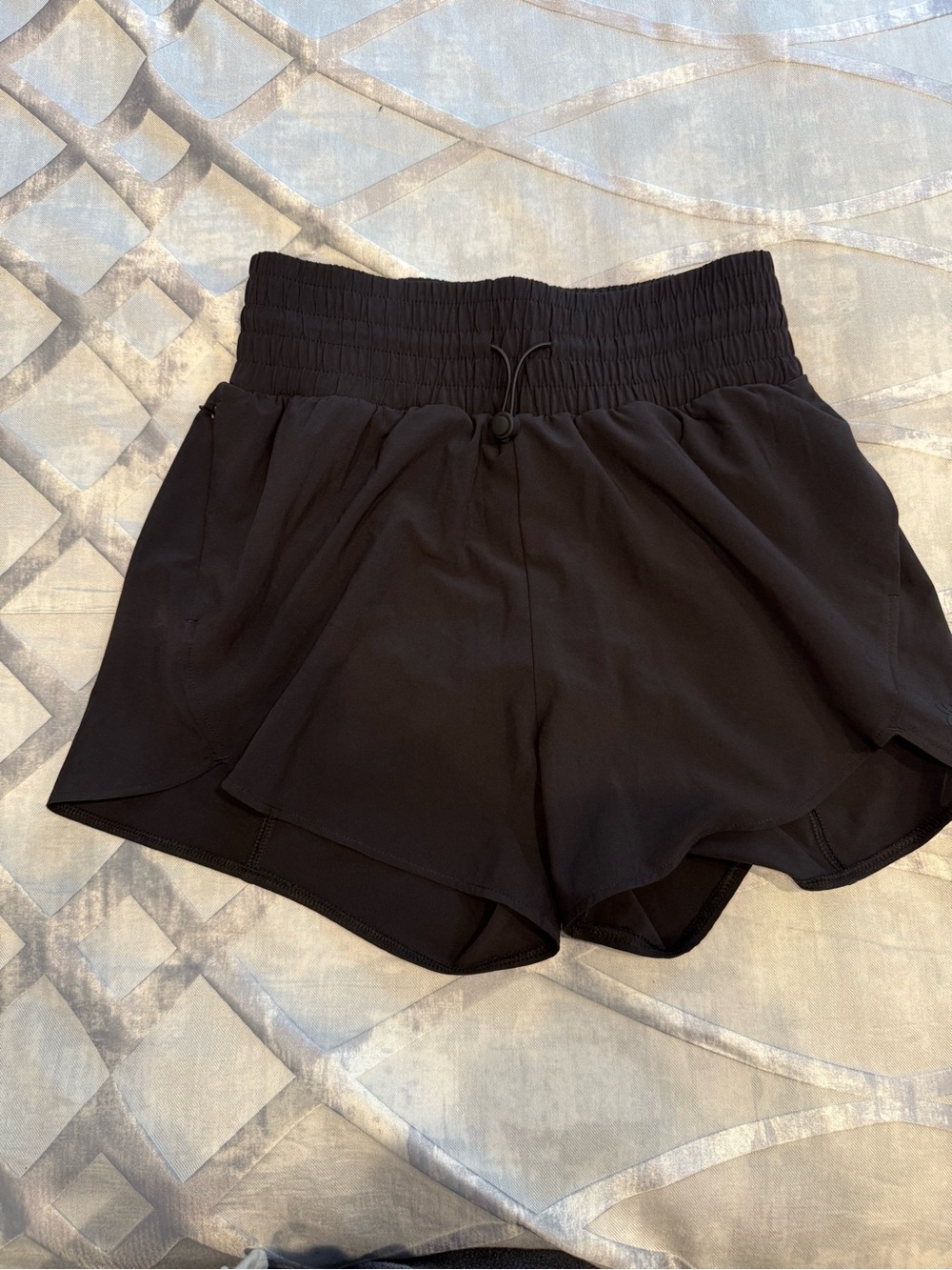 all in motion Black Women's Athletic Shorts with Smocked Waist